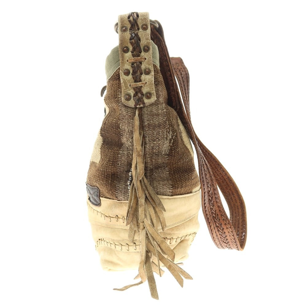 [Used] Double RL RRL DOUBLE RL J.AUGUR design shoulder bag
 Beige x Brown [W45xH32.5xD12.5] [BEI] [S/S/A/W] [Condition Rank A] [Men&