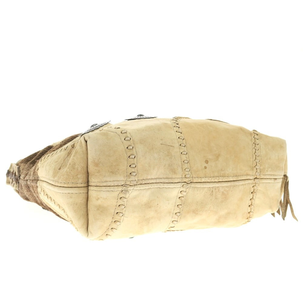 [Used] Double RL RRL DOUBLE RL J.AUGUR design shoulder bag
 Beige x Brown [W45xH32.5xD12.5] [BEI] [S/S/A/W] [Condition Rank A] [Men&
