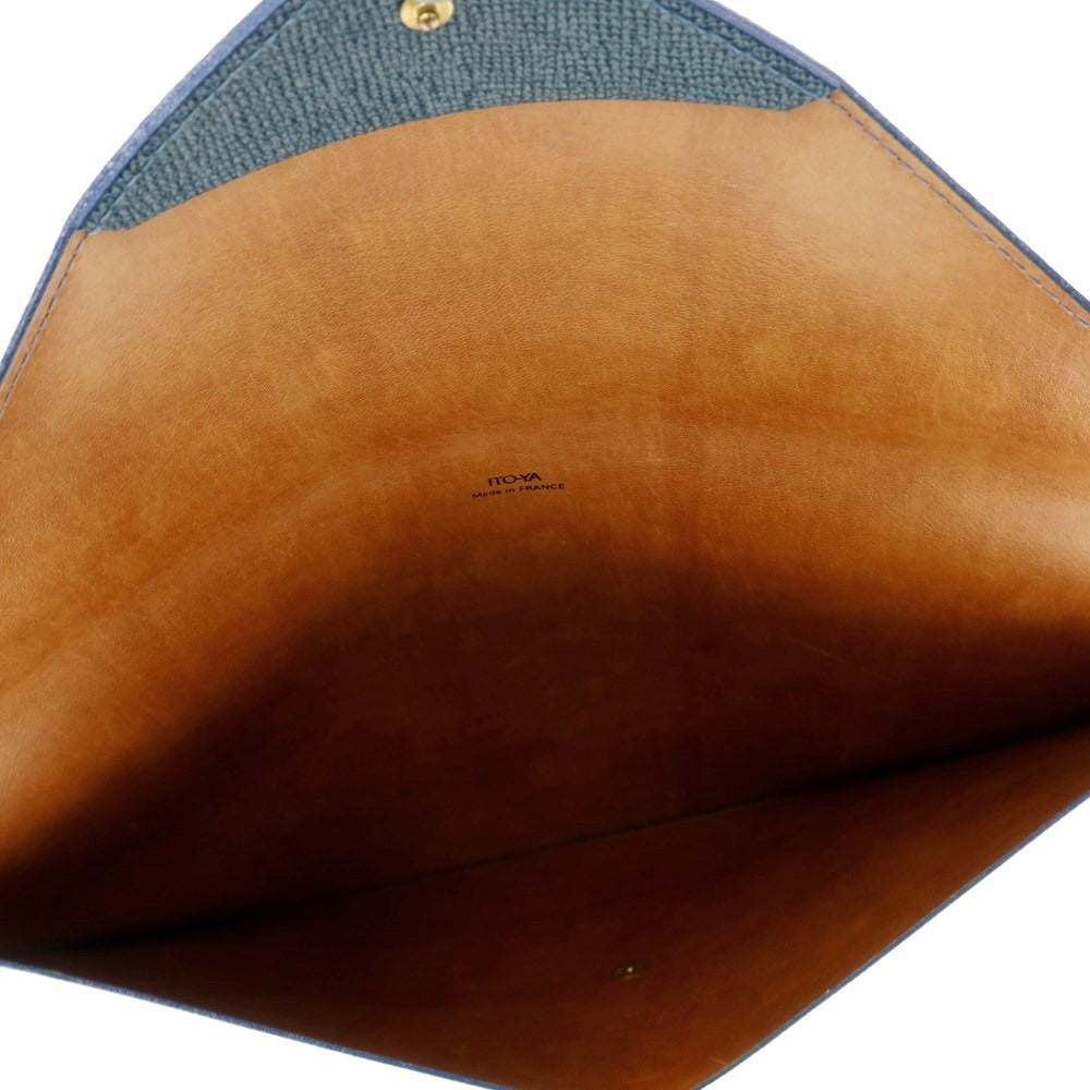 [Used] Itoya Ginza Itoya Embossed Leather Document Case Clutch Bag Green Blue [W36xH24.5] [BLU] [S/S/A/W] [Condition Rank A] [Men&