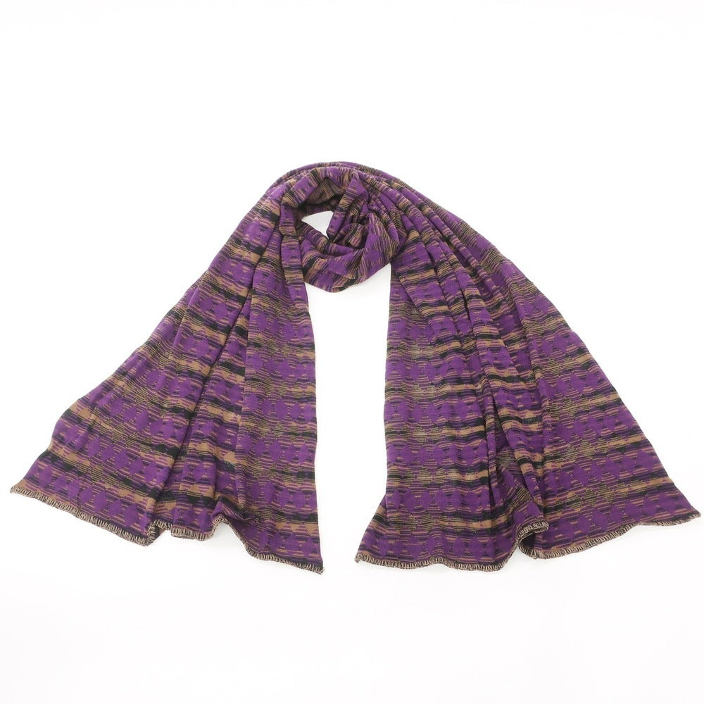 [Used] [Unused] Missoni Wool Nylon Argyle Border Stole Purple x Brown Beige [PUP] [A/W] [Condition Rank S] [Men&