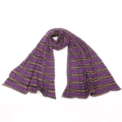 [Used] [Unused] Missoni Wool Nylon Argyle Border Stole Purple x Brown Beige [PUP] [A/W] [Condition Rank S] [Men&