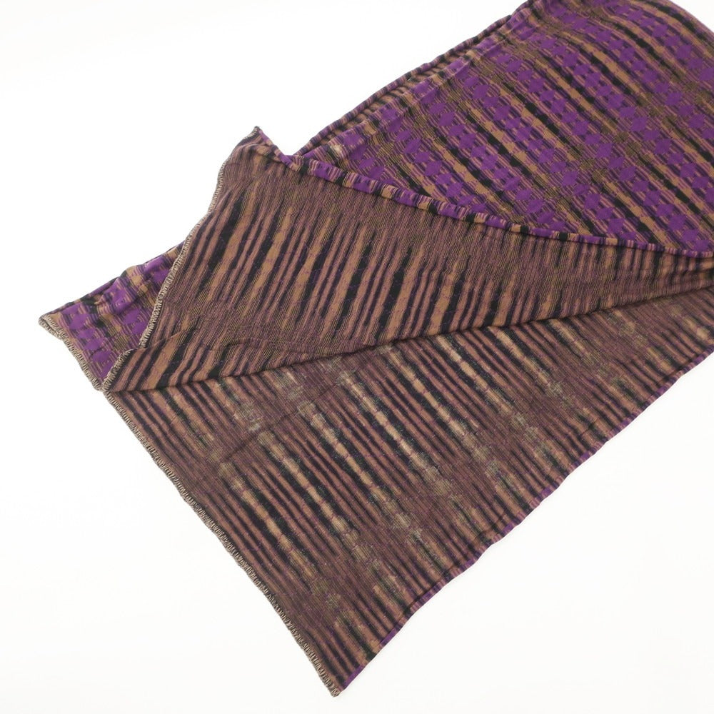 [Used] [Unused] Missoni Wool Nylon Argyle Border Stole Purple x Brown Beige [PUP] [A/W] [Condition Rank S] [Men&