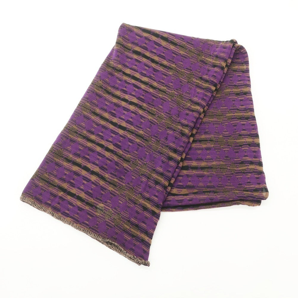 [Used] [Unused] Missoni Wool Nylon Argyle Border Stole Purple x Brown Beige [PUP] [A/W] [Condition Rank S] [Men&
