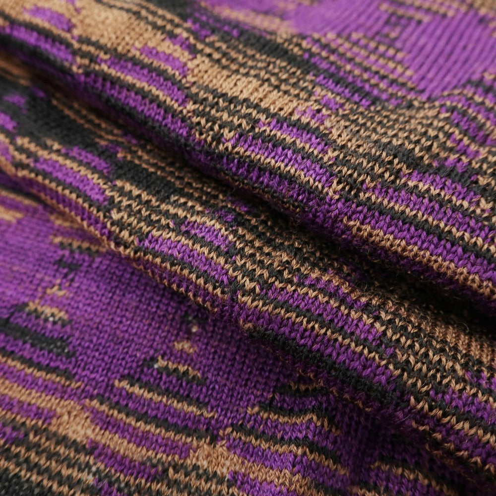 [Used] [Unused] Missoni Wool Nylon Argyle Border Stole Purple x Brown Beige [PUP] [A/W] [Condition Rank S] [Men&