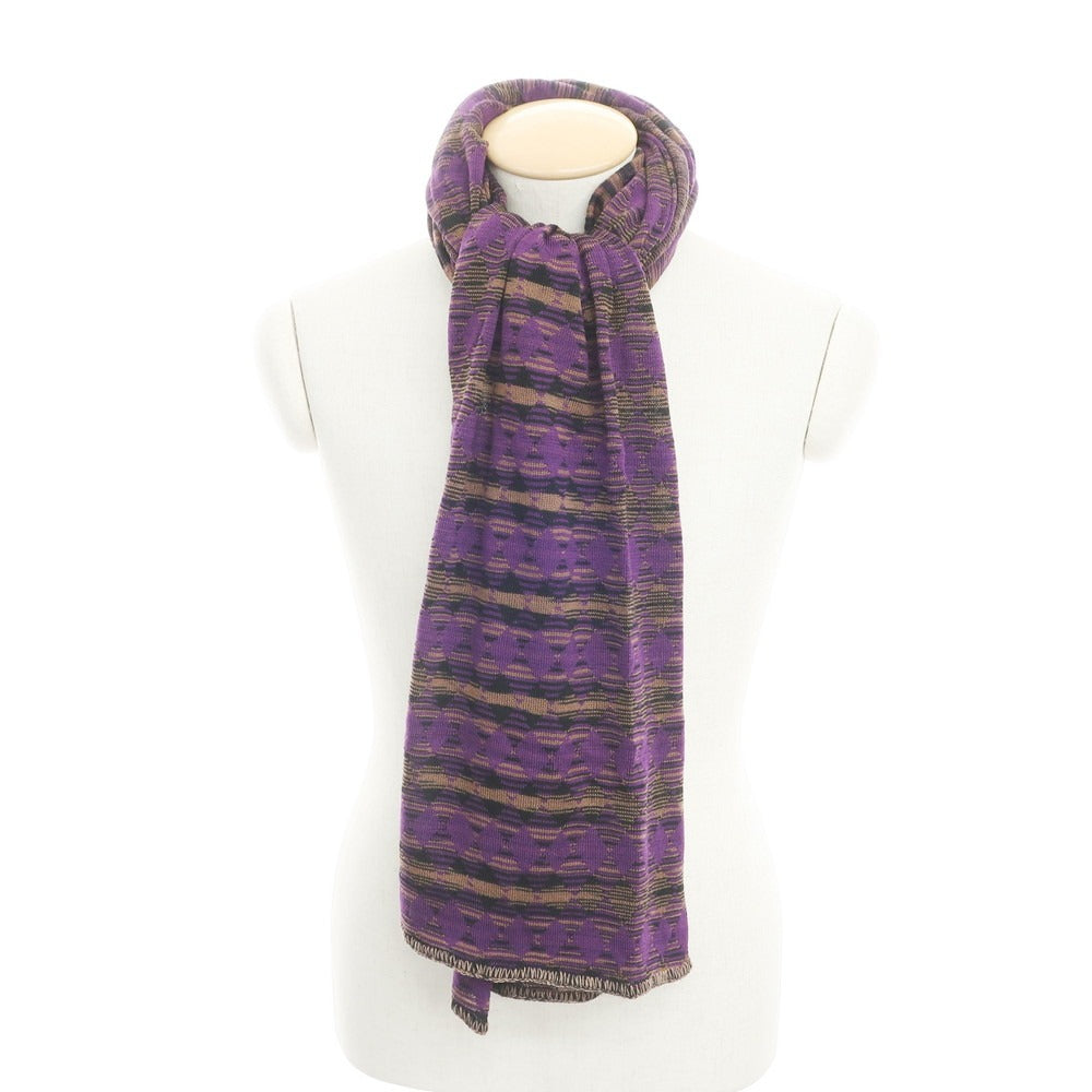 [Used] [Unused] Missoni Wool Nylon Argyle Border Stole Purple x Brown Beige [PUP] [A/W] [Condition Rank S] [Men&