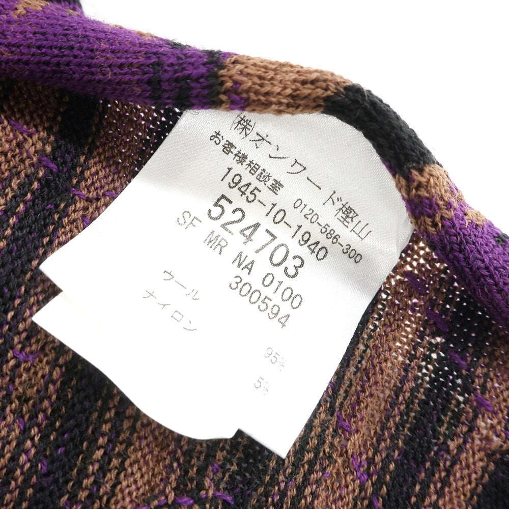 [Used] [Unused] Missoni Wool Nylon Argyle Border Stole Purple x Brown Beige [PUP] [A/W] [Condition Rank S] [Men&