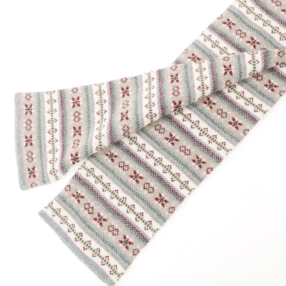 [Used] Inverallan Wool Nordic Pattern Scarf Beige x Wine Red [BEI] [A/W] [Condition Rank B] ​​[Men&