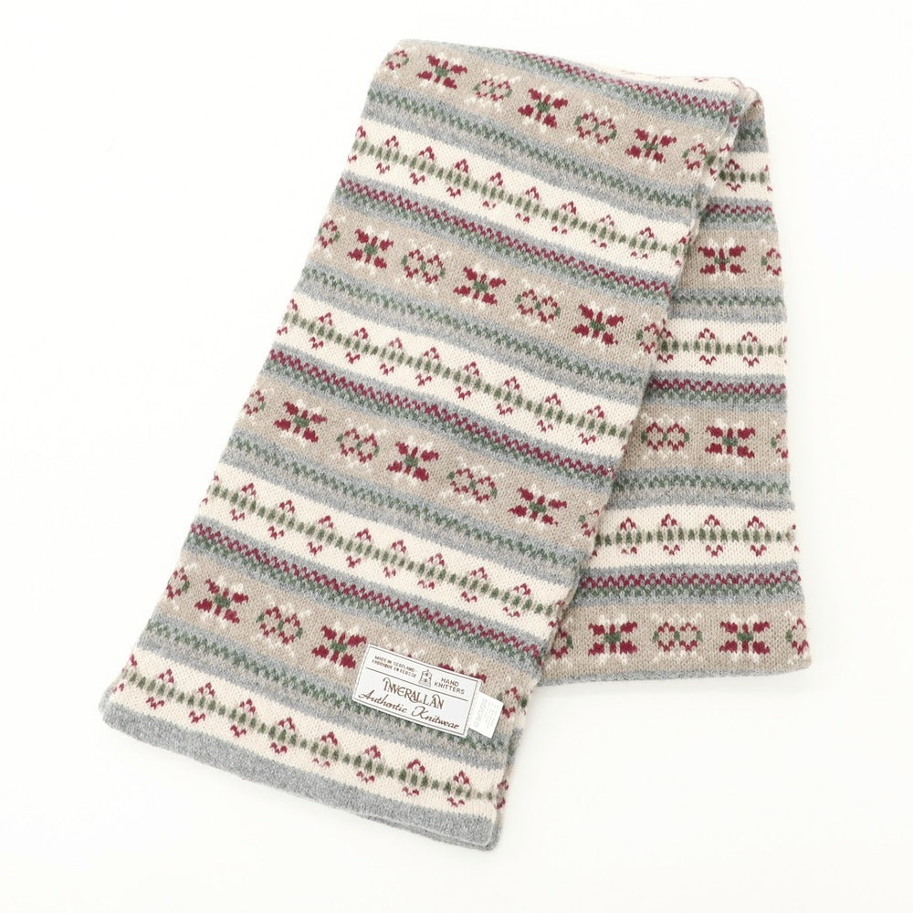 [Used] Inverallan Wool Nordic Pattern Scarf Beige x Wine Red [BEI] [A/W] [Condition Rank B] ​​[Men&
