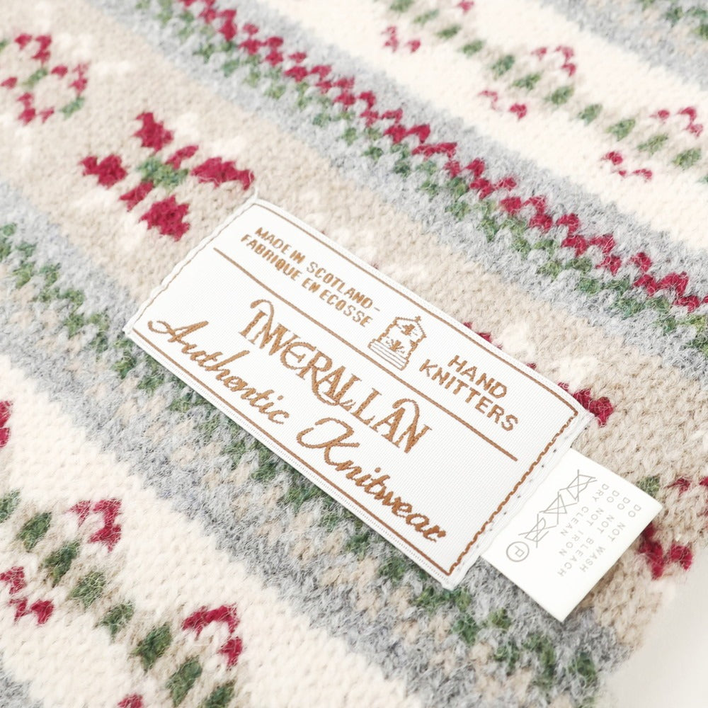 [Used] Inverallan Wool Nordic Pattern Scarf Beige x Wine Red [BEI] [A/W] [Condition Rank B] ​​[Men&