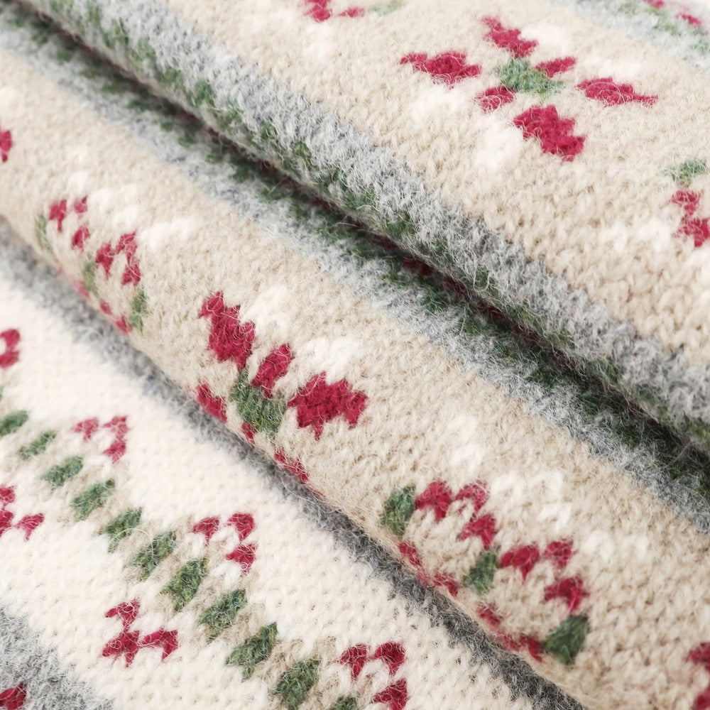 [Used] Inverallan Wool Nordic Pattern Scarf Beige x Wine Red [BEI] [A/W] [Condition Rank B] ​​[Men&