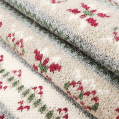 [Used] Inverallan Wool Nordic Pattern Scarf Beige x Wine Red [BEI] [A/W] [Condition Rank B] ​​[Men&