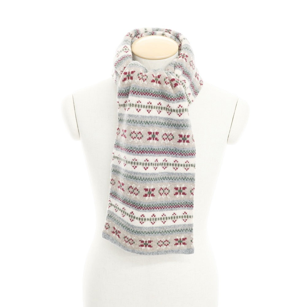 [Used] Inverallan Wool Nordic Pattern Scarf Beige x Wine Red [BEI] [A/W] [Condition Rank B] ​​[Men&