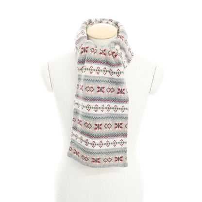 [Used] Inverallan Wool Nordic Pattern Scarf Beige x Wine Red [BEI] [A/W] [Condition Rank B] ​​[Men&