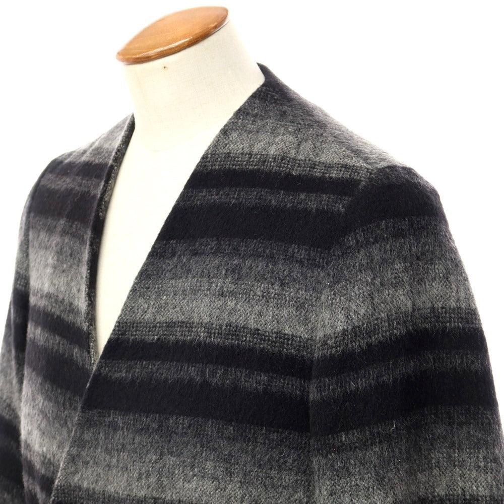 [Used] 417byEDIFICE Wool polyester striped collarless coat Gray x black [Size M] [GRY] [A/W] [Condition rank B] ​​[Men&