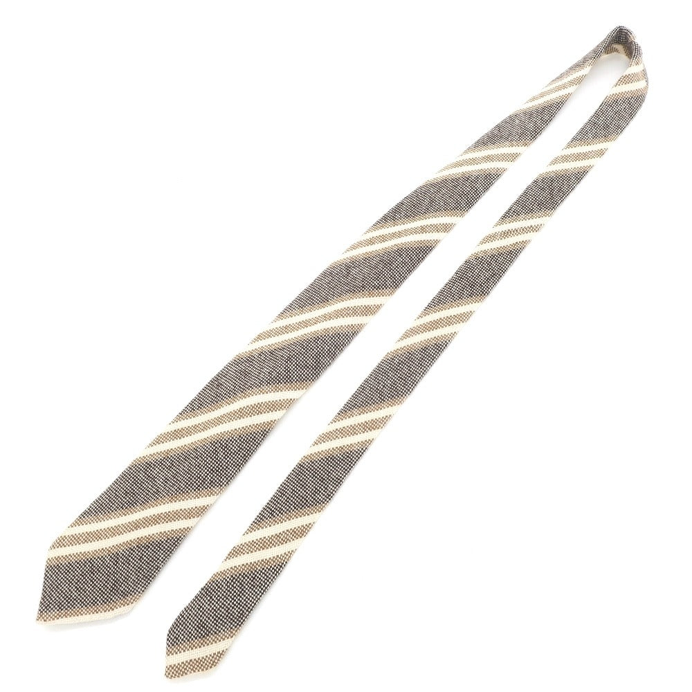 【中古】エルメネジルドゼニア Ermenegildo Zegna ストライプ 3つ折り カシミヤウール ネクタイ ブラウン【BRW】【A/W】【状態ランクB】【メンズ】【768971】 BPD