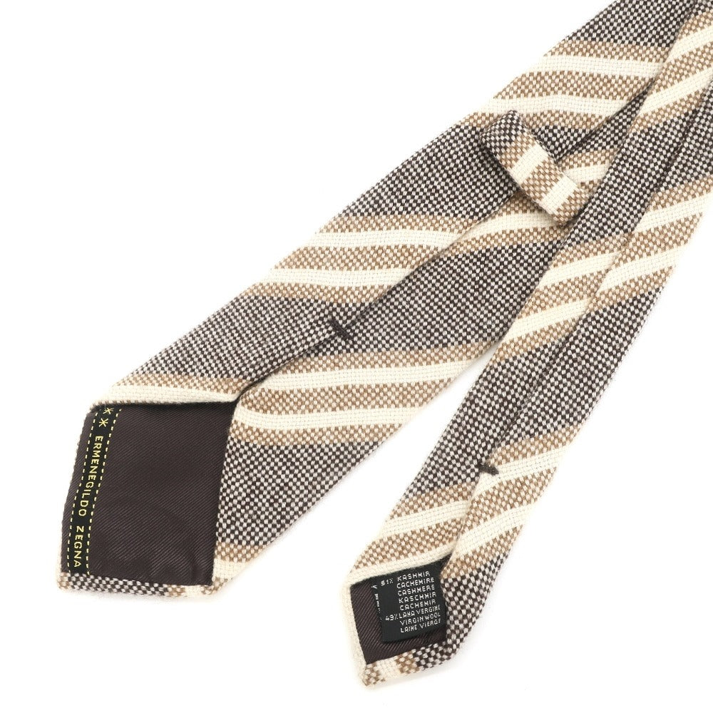 [Used] Ermenegildo Zegna Striped 3-fold Cashmere Wool Tie Brown [BRW] [A/W] [Condition Rank B] ​​[Men&