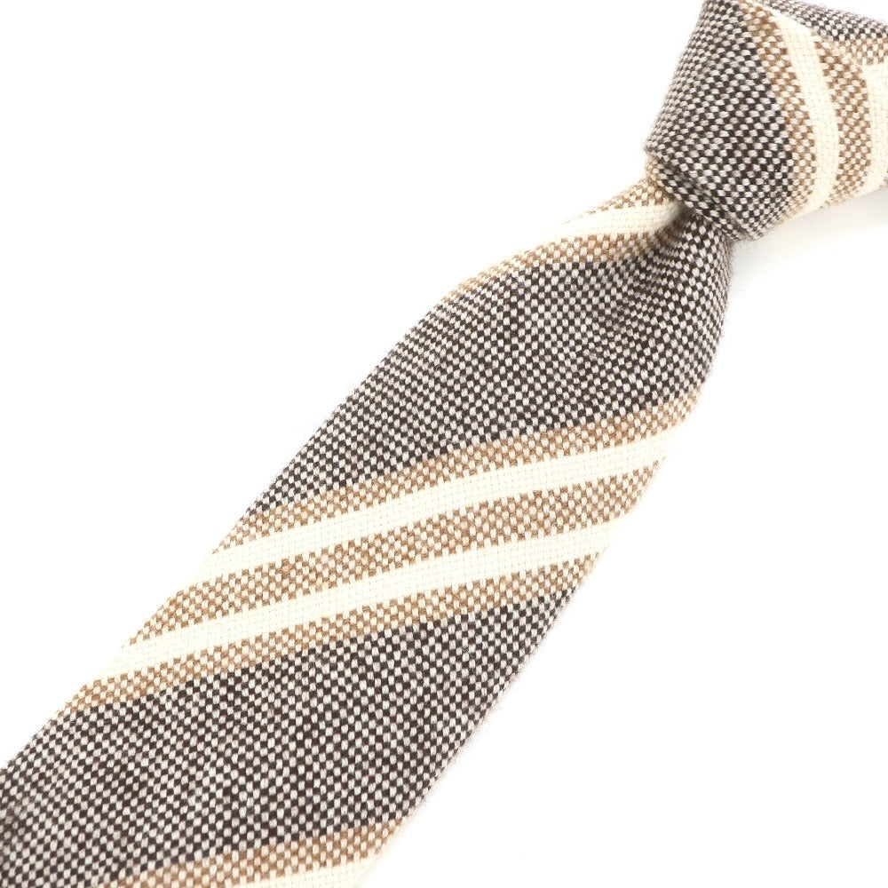 [Used] Ermenegildo Zegna Striped 3-fold Cashmere Wool Tie Brown [BRW] [A/W] [Condition Rank B] ​​[Men&