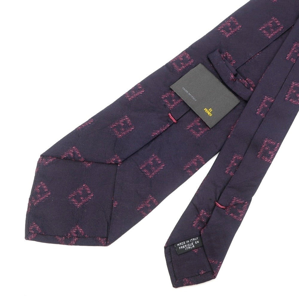 [Used] FENDI Logo Jacquard Tri-Fold Silk Tie Dark Purple [PUP] [S/S/A/W] [Condition Rank B] ​​[Men&