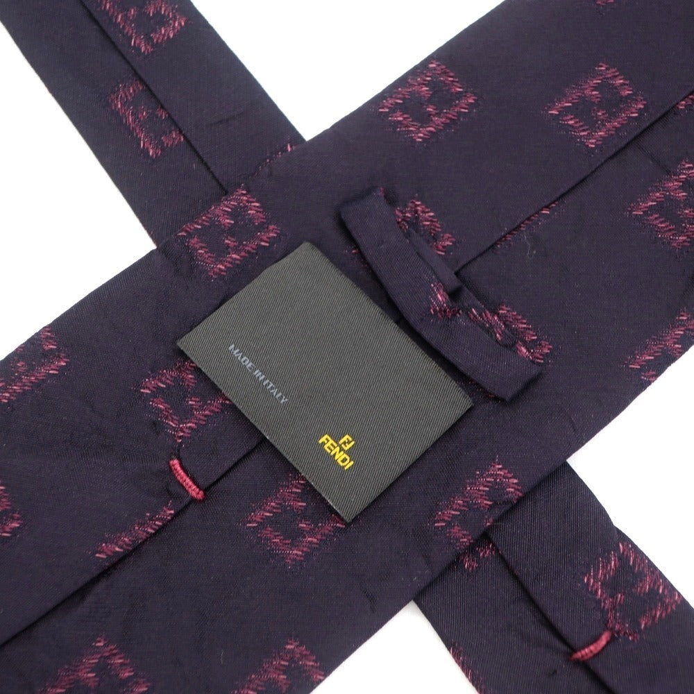 [Used] FENDI Logo Jacquard Tri-Fold Silk Tie Dark Purple [PUP] [S/S/A/W] [Condition Rank B] ​​[Men&