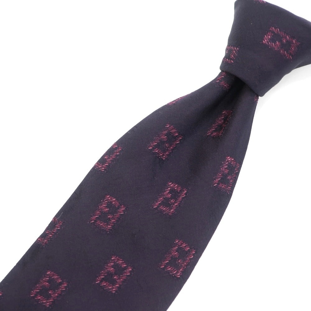 [Used] FENDI Logo Jacquard Tri-Fold Silk Tie Dark Purple [PUP] [S/S/A/W] [Condition Rank B] ​​[Men&