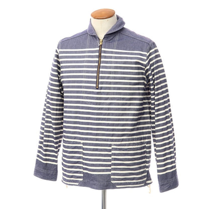 [Used] Nigel Cabourn Cotton Striped Half-Zip Work Jacket Light Navy x White [Size 46] [NVY] [S/S/A/W] [Condition Rank B] ​​[Men&
