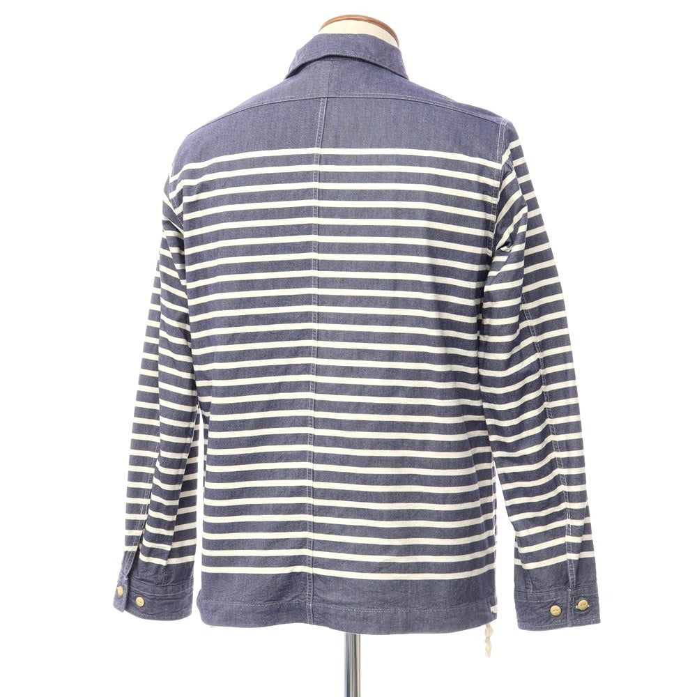 [Used] Nigel Cabourn Cotton Striped Half-Zip Work Jacket Light Navy x White [Size 46] [NVY] [S/S/A/W] [Condition Rank B] ​​[Men&