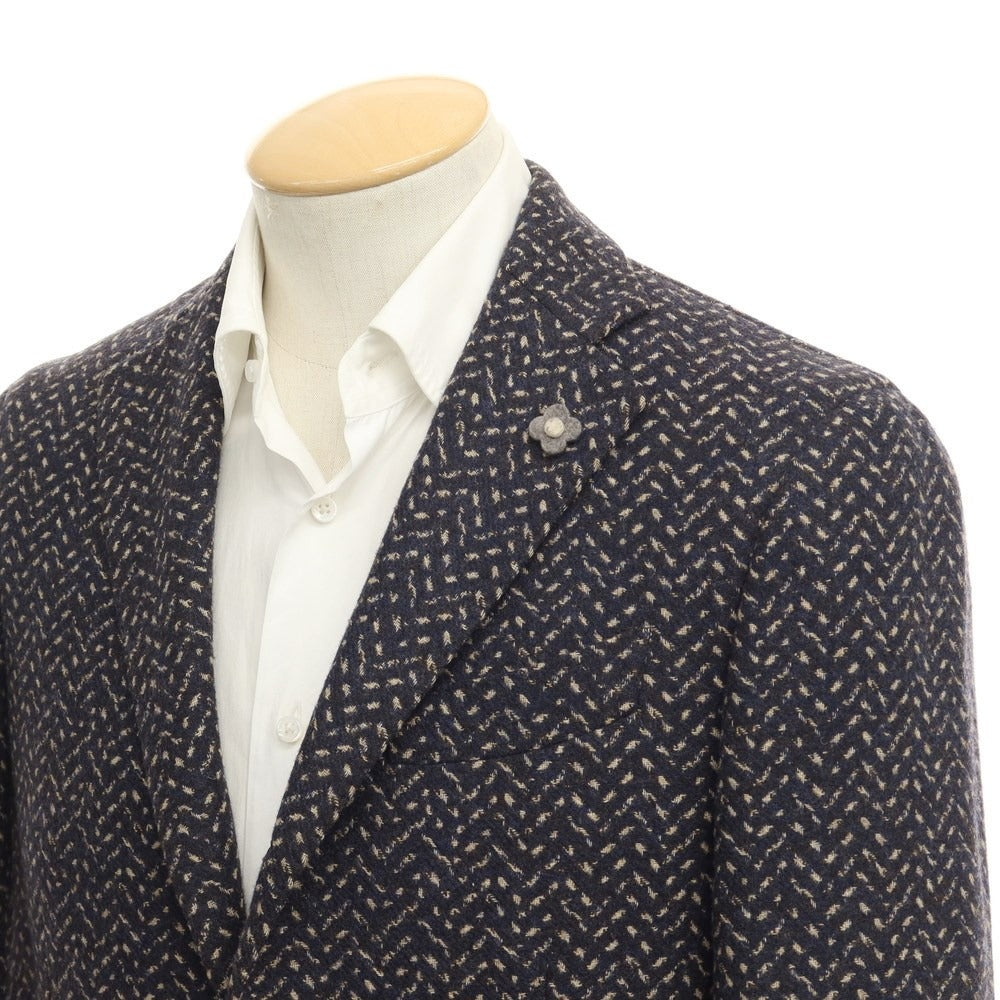 [Used] LARDINI Wool nylon all-over print jacket, brown x navy [Size 44] [BRW] [A/W] [Condition rank B] ​​[Men&