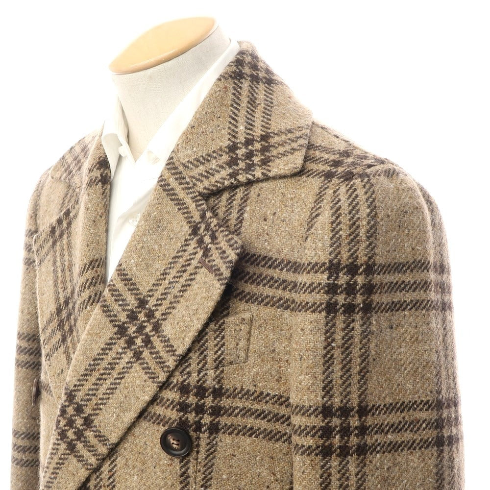【新品】スティレ ラティーノ STILE LATINO ダブルブレストコート
 ダークベージュxブラウン【サイズ44　Drop7R】【BEI】【A/W】【状態ランクN】【メンズ】
【778968】 BPD