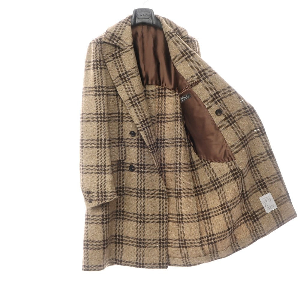 【新品】スティレ ラティーノ STILE LATINO ダブルブレストコート
 ダークベージュxブラウン【サイズ44　Drop7R】【BEI】【A/W】【状態ランクN】【メンズ】
【778968】 BPD