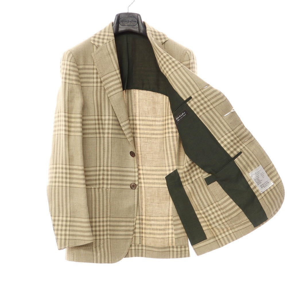 【新品】スティレ ラティーノ STILE LATINO カジュアルジャケット
 イエローベージュxカーキ【サイズ42】【BEI】【S/S】【状態ランクN】【メンズ】
【769772】 DPD