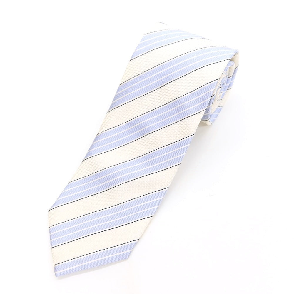 [Used] SOVEREIGN Striped Tri-Fold Silk Necktie by Atelier F&amp;amp;B White x Light Blue [WHT] [S/S/A/W] [Condition Rank B] ​​[Men&