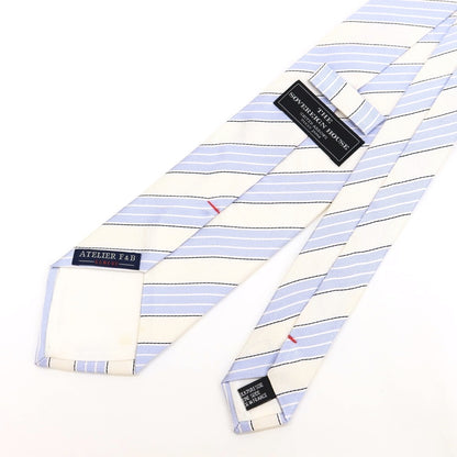 [Used] SOVEREIGN Striped Tri-Fold Silk Necktie by Atelier F&amp;amp;B White x Light Blue [WHT] [S/S/A/W] [Condition Rank B] ​​[Men&