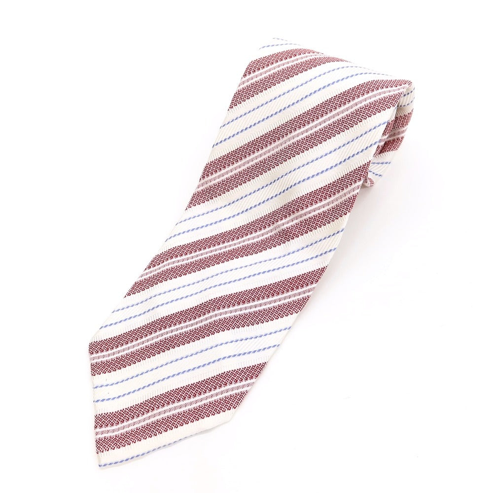 [Used] SOVEREIGN Striped Tri-Fold Silk Tie White x Red [WHT] [S/S/A/W] [Condition Rank A] [Men&