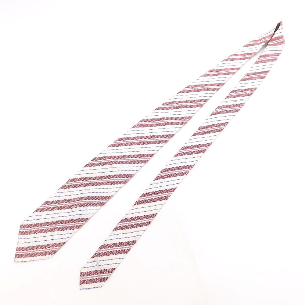 [Used] SOVEREIGN Striped Tri-Fold Silk Tie White x Red [WHT] [S/S/A/W] [Condition Rank A] [Men&