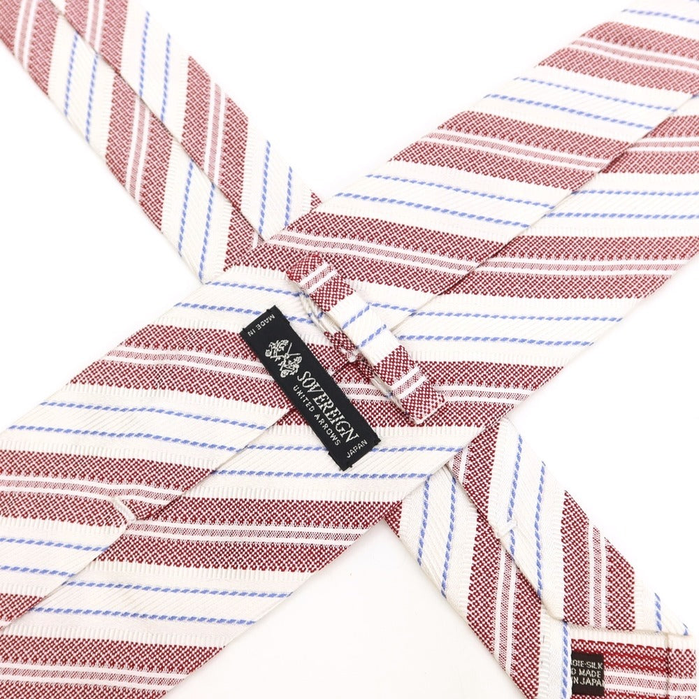 [Used] SOVEREIGN Striped Tri-Fold Silk Tie White x Red [WHT] [S/S/A/W] [Condition Rank A] [Men&