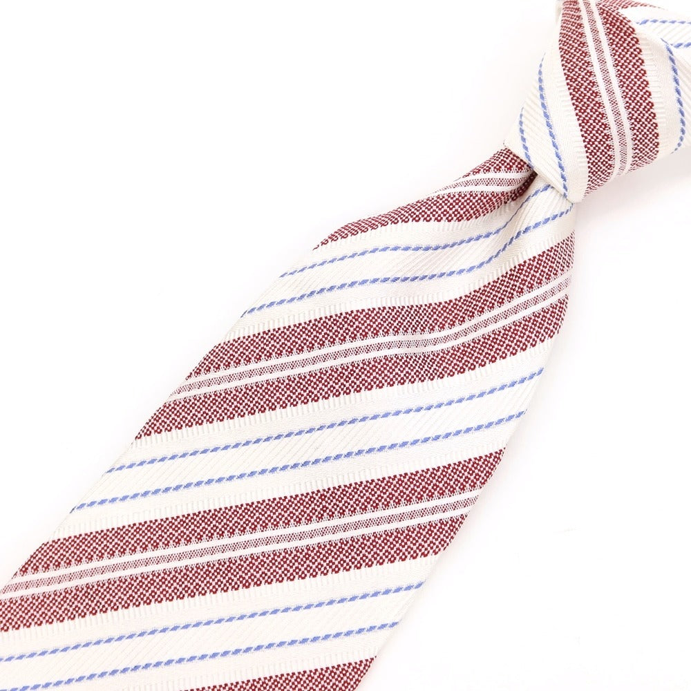 [Used] SOVEREIGN Striped Tri-Fold Silk Tie White x Red [WHT] [S/S/A/W] [Condition Rank A] [Men&