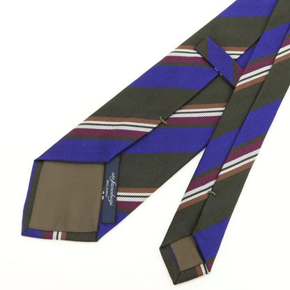 [Used] Stefano Bigi Striped Tri-Fold Silk Tie Dark Green x Purple [GRN] [S/S/A/W] [Condition Rank A] [Men&