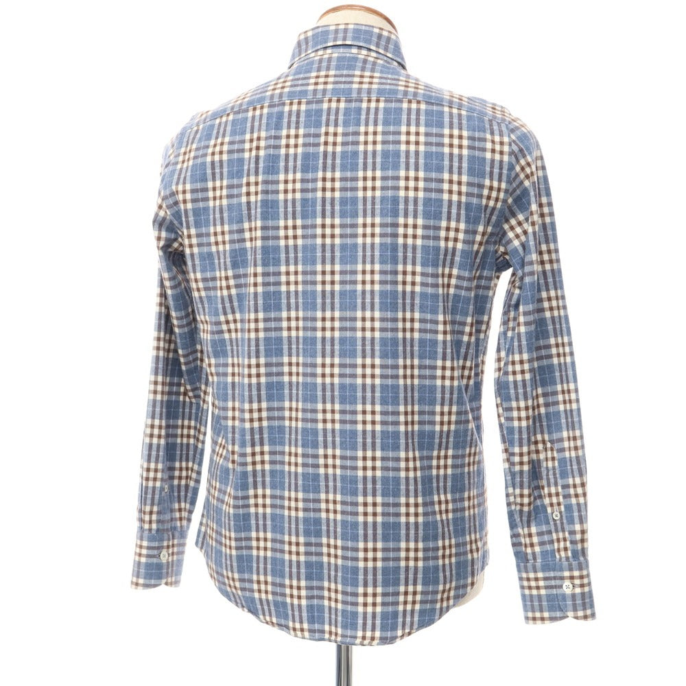 [Used] CIT LUXURY Cotton Check Horizontal Collar Shirt Casual Shirt Blue x Brown x White [Size 39] [BLU] [S/S/A/W] [Condition Rank B] ​​[Men&