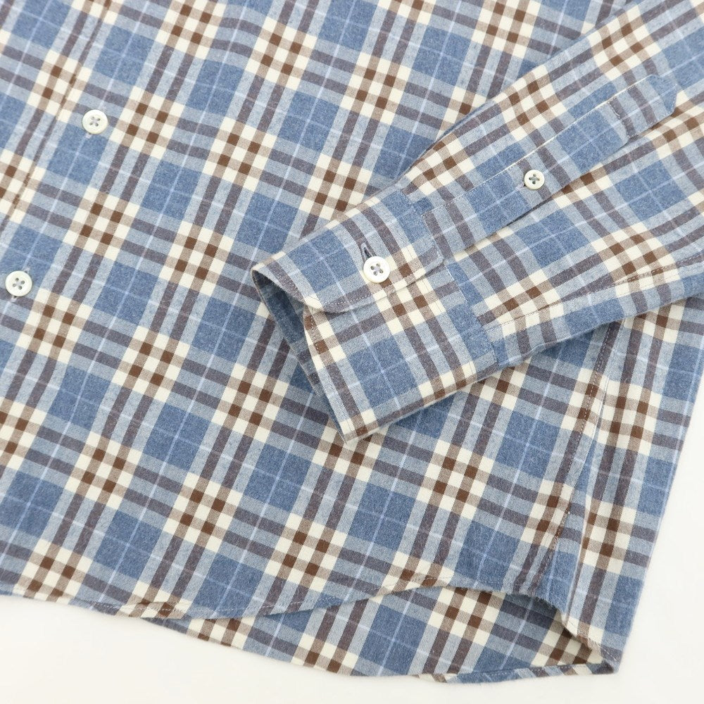 [Used] CIT LUXURY Cotton Check Horizontal Collar Shirt Casual Shirt Blue x Brown x White [Size 39] [BLU] [S/S/A/W] [Condition Rank B] ​​[Men&