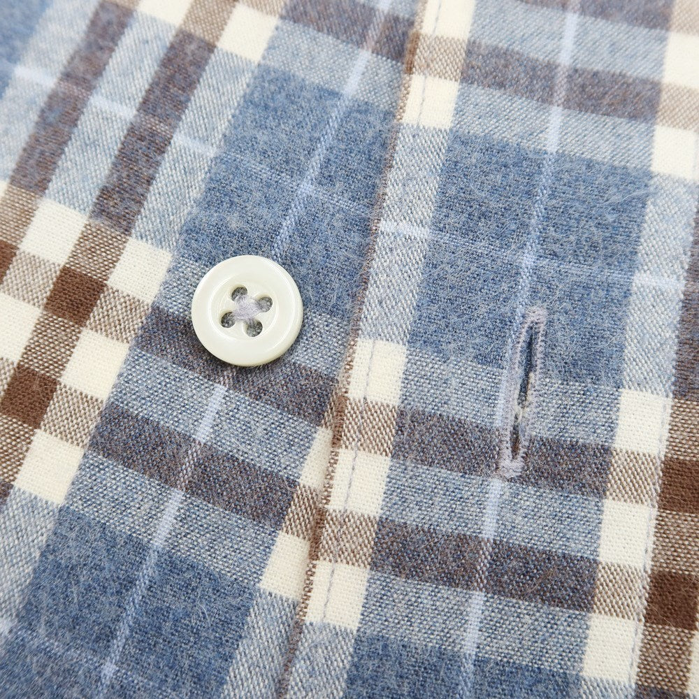 [Used] CIT LUXURY Cotton Check Horizontal Collar Shirt Casual Shirt Blue x Brown x White [Size 39] [BLU] [S/S/A/W] [Condition Rank B] ​​[Men&