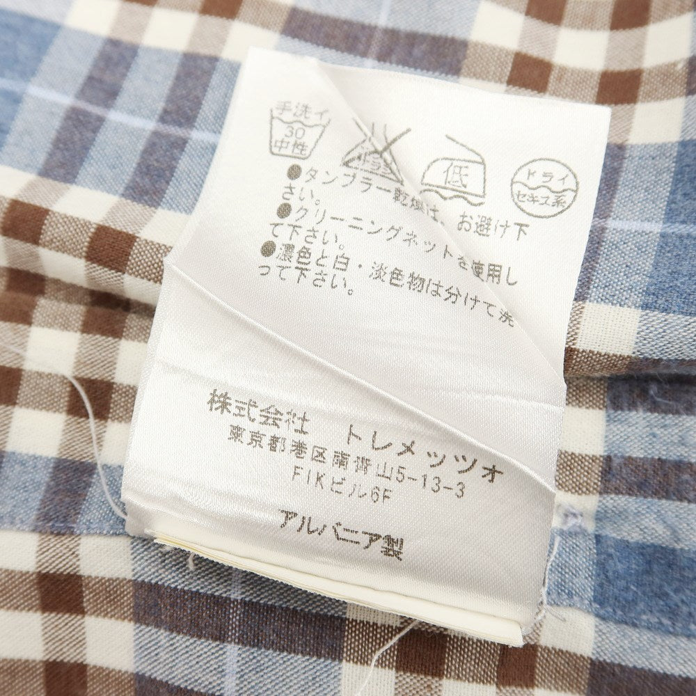 [Used] CIT LUXURY Cotton Check Horizontal Collar Shirt Casual Shirt Blue x Brown x White [Size 39] [BLU] [S/S/A/W] [Condition Rank B] ​​[Men&