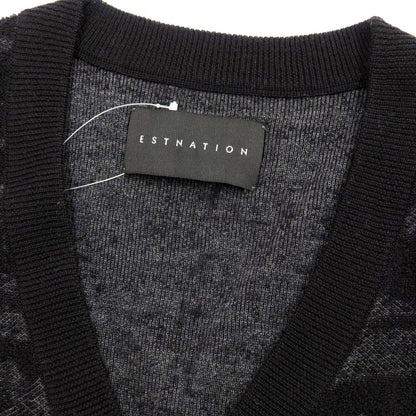 [Used] ESTNATION Wool pile knit cardigan, black x gray [Size L] [BLK] [A/W] [Condition rank B] ​​[Men&