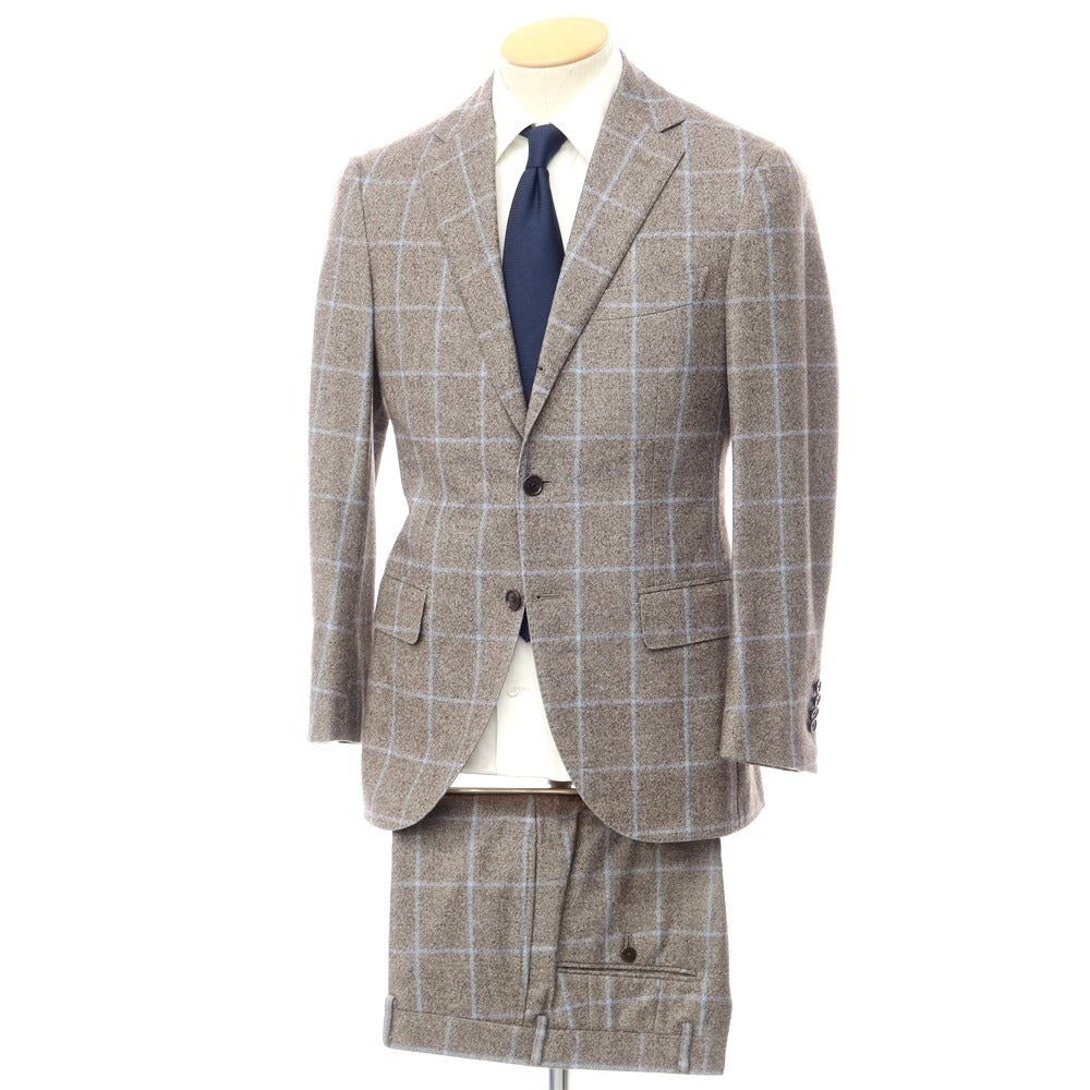 [Used] BEAMS F Wool Check 3-Button Suit Warm Gray x Light Blue [Size 90] [GRY] [A/W] [Condition Rank D] [Men&