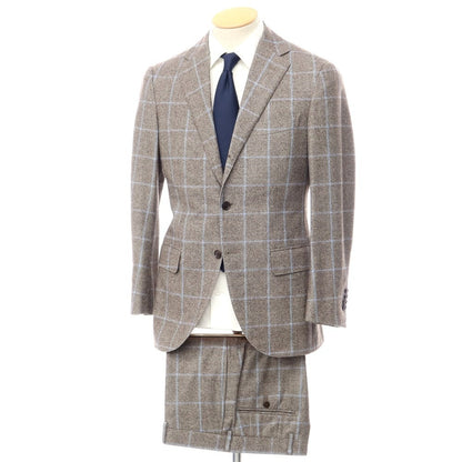 [Used] BEAMS F Wool Check 3-Button Suit Warm Gray x Light Blue [Size 90] [GRY] [A/W] [Condition Rank D] [Men&