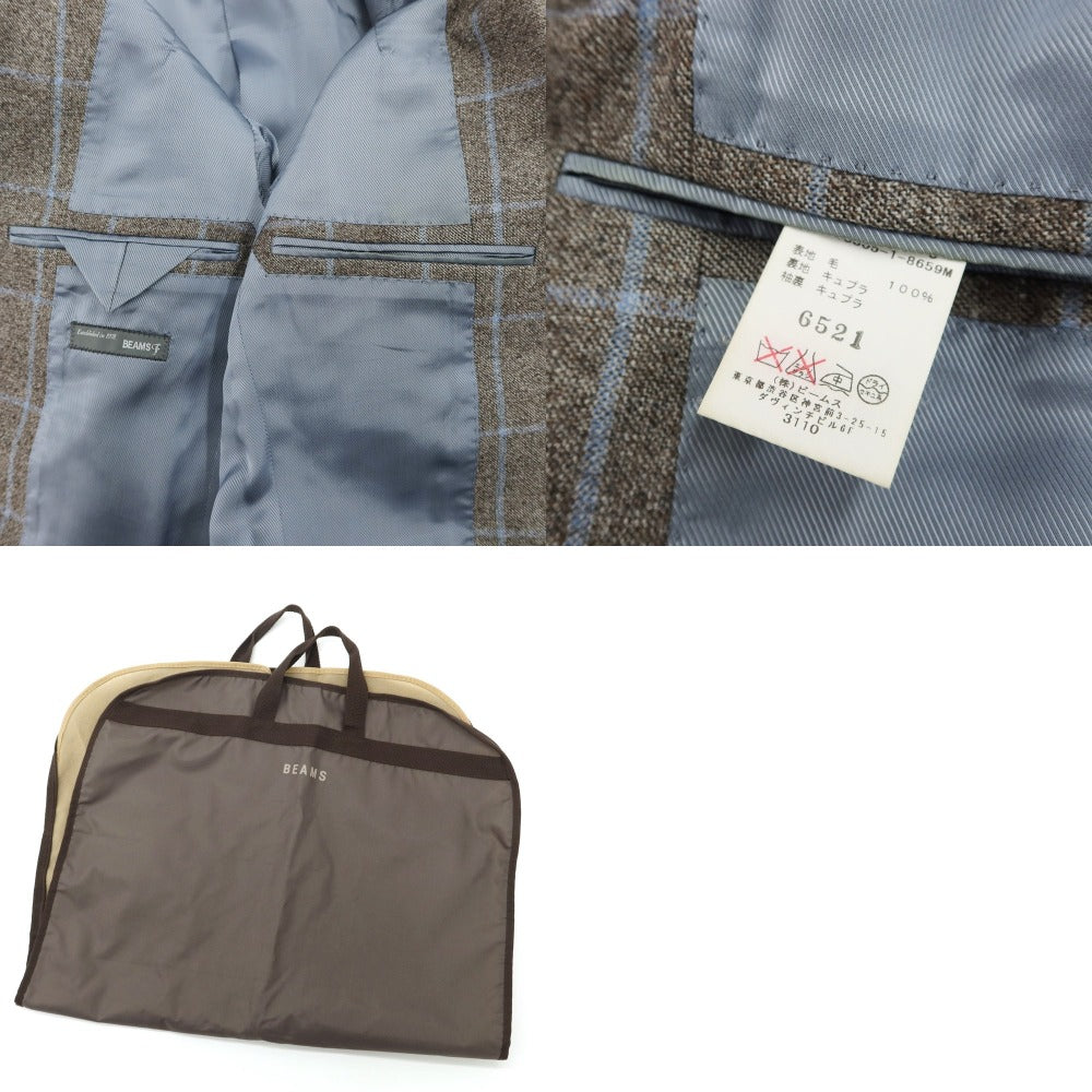 [Used] BEAMS F Wool Check 3-Button Suit Warm Gray x Light Blue [Size 90] [GRY] [A/W] [Condition Rank D] [Men&