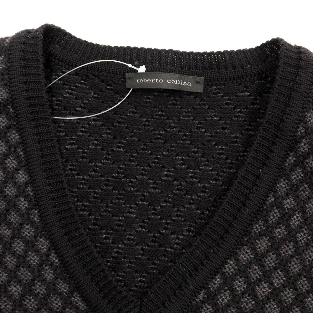 [Used] Roberto Collina ROBERTO COLLINA Wool V-neck knit Black x gray [Size 44] [BLK] [A/W] [Condition rank B] ​​[Men&