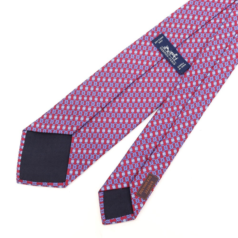 [Used] Hermes HERMES Printed Tri-Fold Silk Tie Red x Light Blue [RED] [S/S/A/W] [Condition Rank B] ​​[Men&