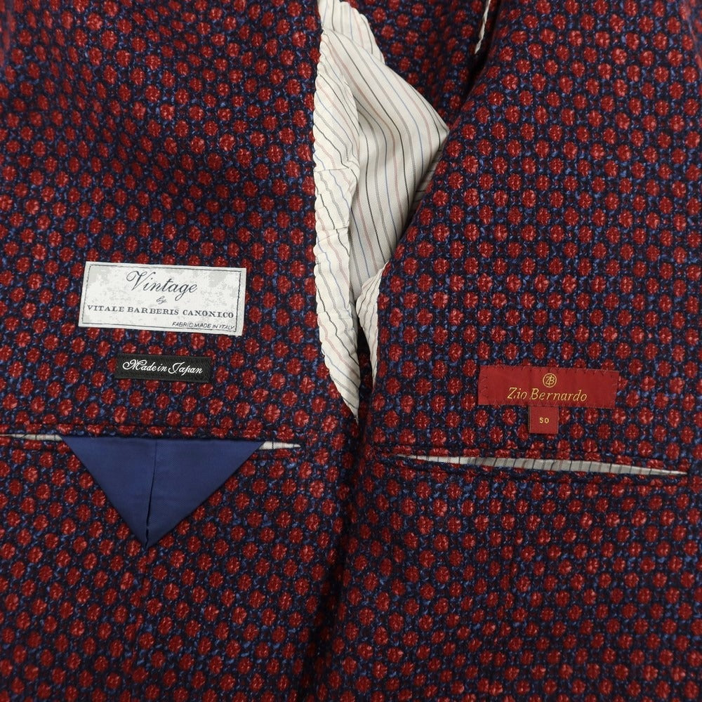 [Used] [Unused] Zio Bernard Light Tweed Jacquard Jacket Dark Red x Navy [Size 50] [RED] [A/W] [Condition Rank S] [Men&