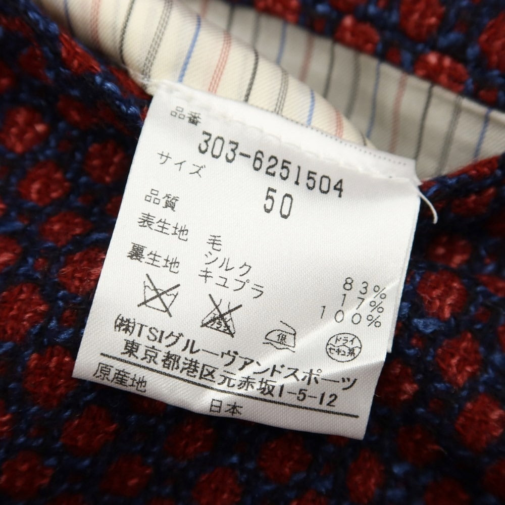 [Used] [Unused] Zio Bernard Light Tweed Jacquard Jacket Dark Red x Navy [Size 50] [RED] [A/W] [Condition Rank S] [Men&