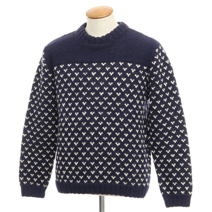 [Used] Black Sheep Low Gauge Wool Crew Neck Knit Navy x Off White [Size M] [NVY] [A/W] [Condition Rank B] ​​[Men&